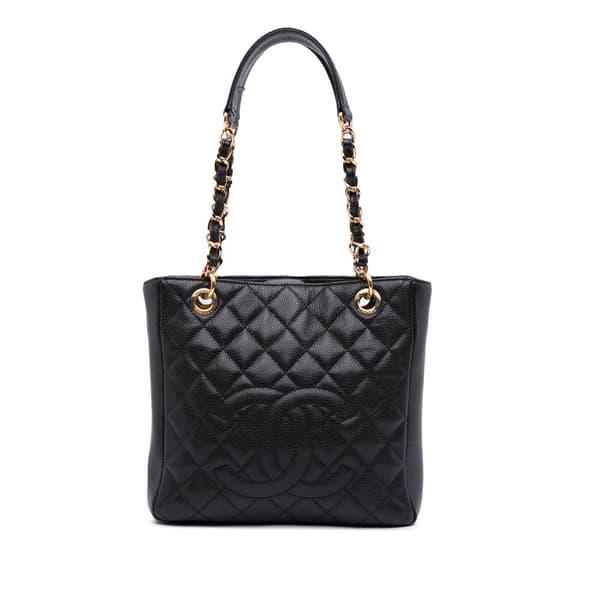 Pre-owned Chanel Petite Caviar Shopping Tote Black