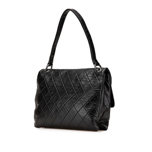 Pre-owned Chanel Quilted Lambskin Padded Envelope Double Flap Black