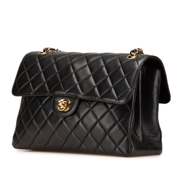 Pre-owned Chanel Jumbo Lambskin Double Sided Flap Black