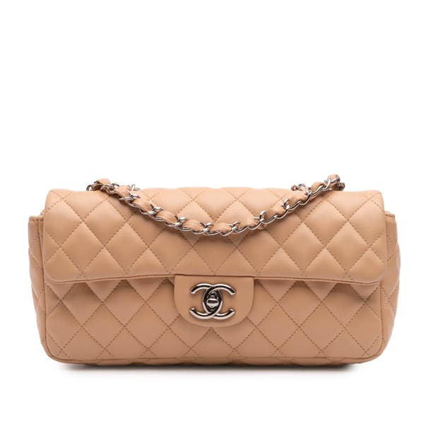 Pre-owned Chanel Classic Lambskin East West Single Flap Brown