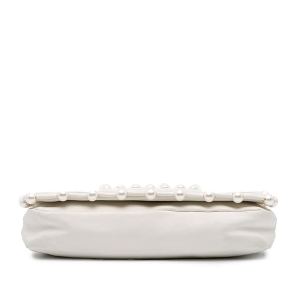 Pre-owned Chanel Lambskin Pearl Obsession Flap White