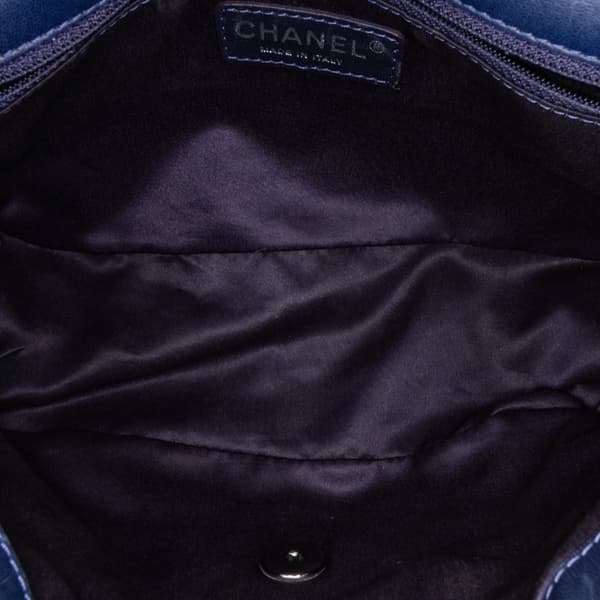 Pre-owned Chanel Small Quilted Lambskin Beaded Single Flap Blue