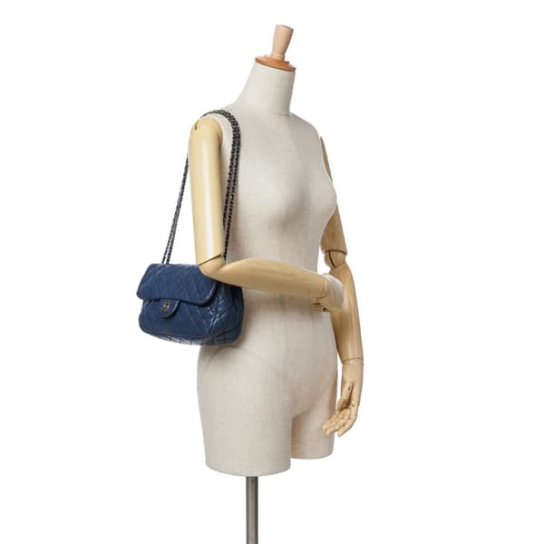 Pre-owned Chanel Small Quilted Lambskin Beaded Single Flap Blue