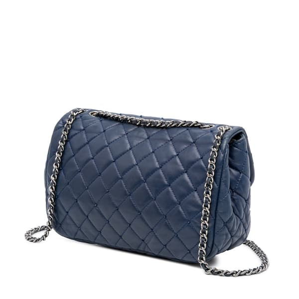 Pre-owned Chanel Small Quilted Lambskin Beaded Single Flap Blue