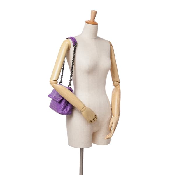 Pre-owned Bottega Veneta Small Nappa Intrecciato Olimpia Shoulder Bag Purple