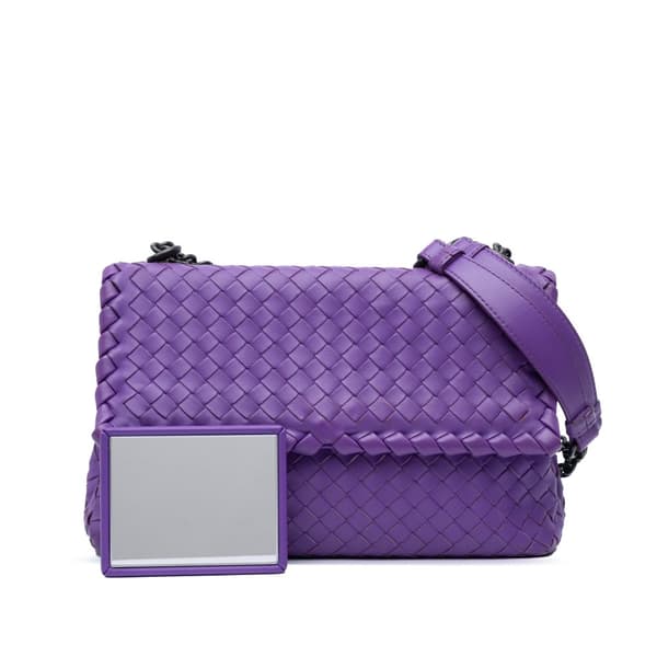 Pre-owned Bottega Veneta Small Nappa Intrecciato Olimpia Shoulder Bag Purple