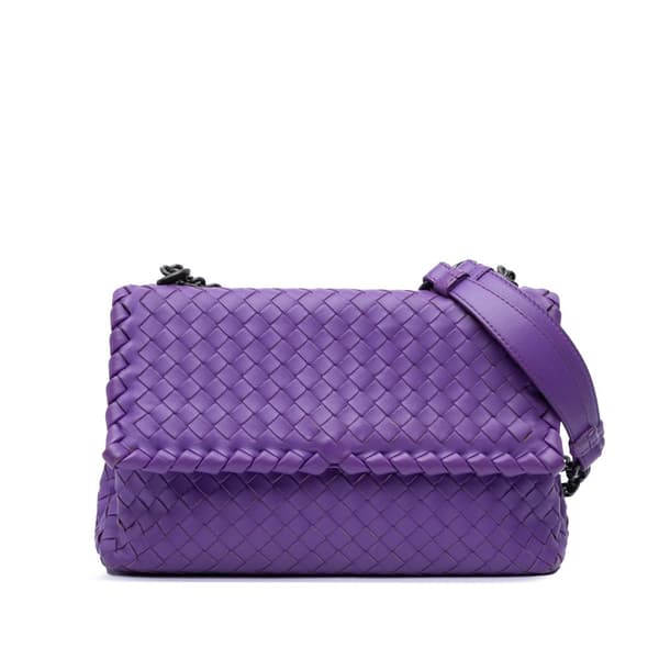 Pre-owned Bottega Veneta Small Nappa Intrecciato Olimpia Shoulder Bag Purple