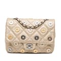 Miniatyrbillede 1 af 7: Pre-owned Chanel Paris-Dubai Small Perforated Metallic Lambskin Medals Flap Gold