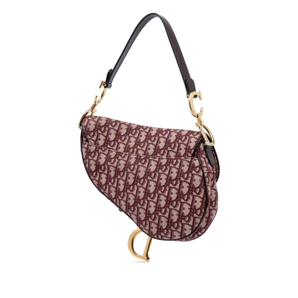 Pre-owned Dior Oblique Canvas Saddle Bag Red