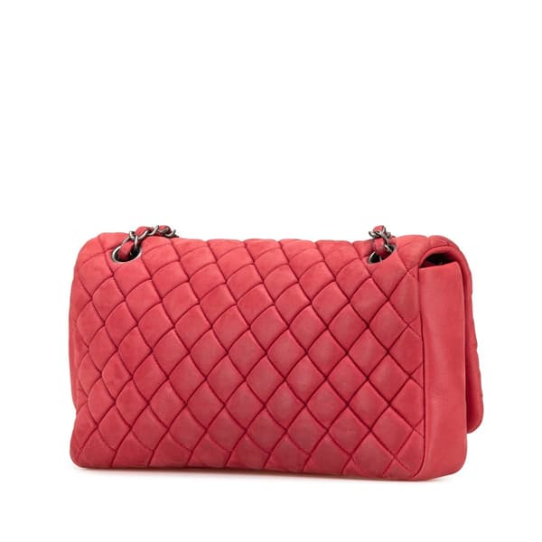 Pre-owned Chanel Small Iridescent Calfskin New Bubble Flap Red
