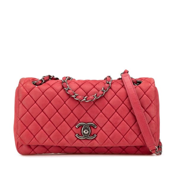 Pre-owned Chanel Small Iridescent Calfskin New Bubble Flap Red