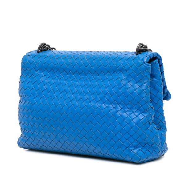 Pre-owned Bottega Veneta Medium Nappa Intrecciato Olimpia Shoulder Bag Blue