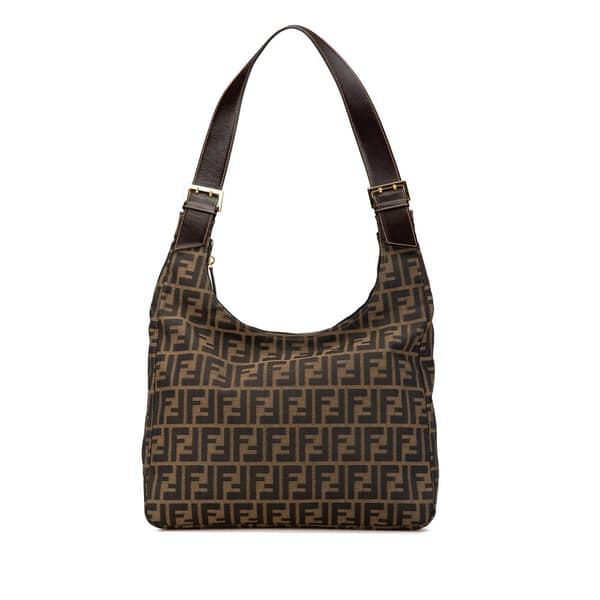 Pre-owned Fendi Zucca Canvas Shoulder Bag Brown