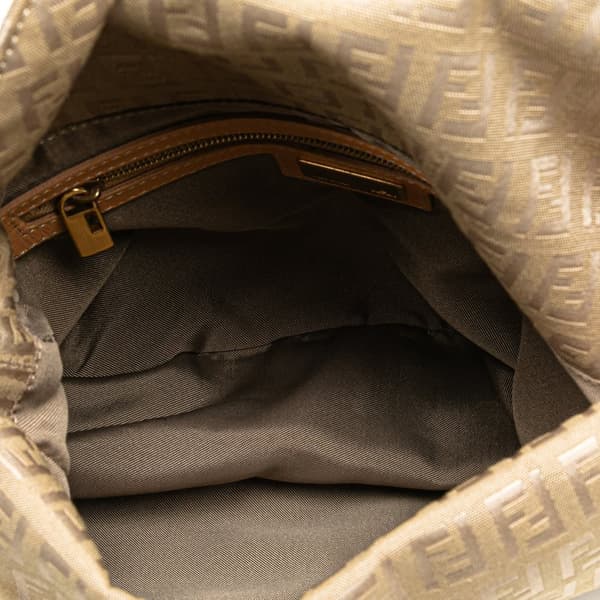 Pre-owned Fendi Zucchino Canvas Double Flap Mamma Brown