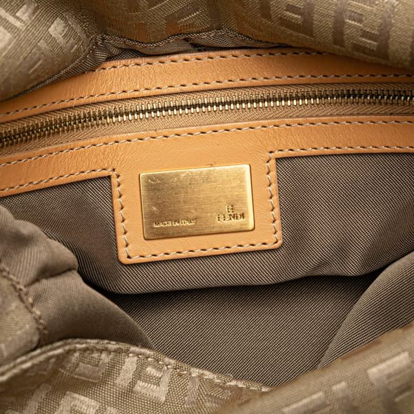 Pre-owned Fendi Zucchino Canvas Double Flap Mamma Brown
