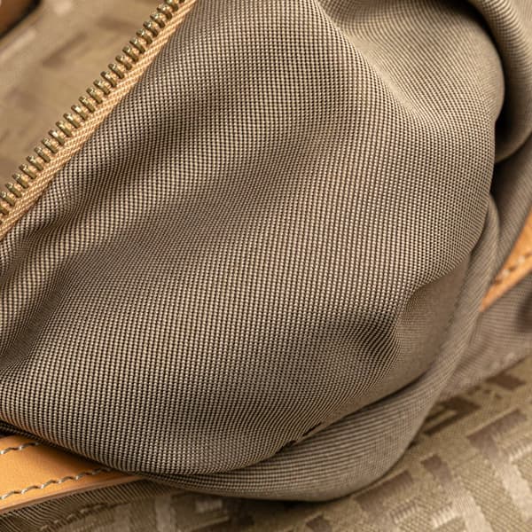 Pre-owned Fendi Zucchino Canvas Double Flap Mamma Brown
