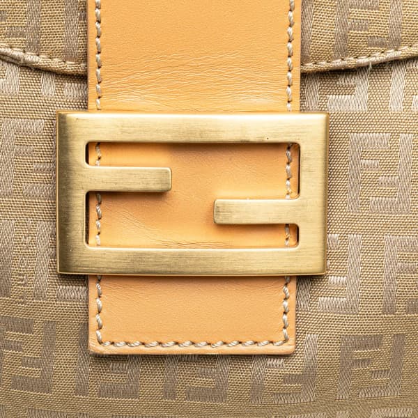 Pre-owned Fendi Zucchino Canvas Double Flap Mamma Brown