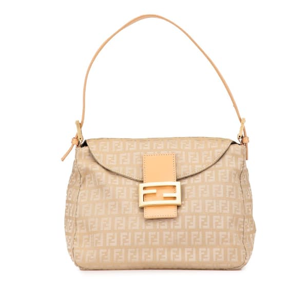 Pre-owned Fendi Zucchino Canvas Double Flap Mamma Brown