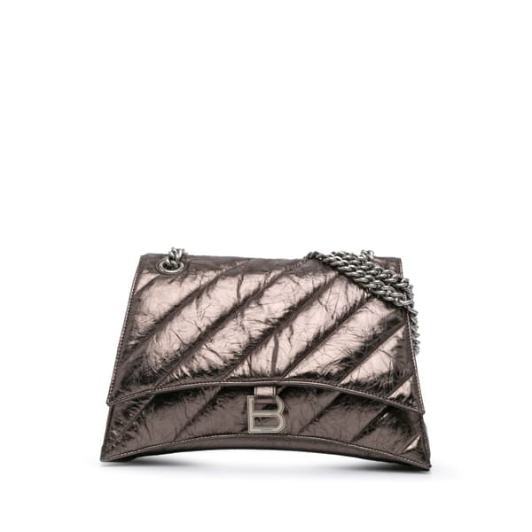Pre-owned Balenciaga Medium Metallic Crush Chain Shoulder Bag Brown