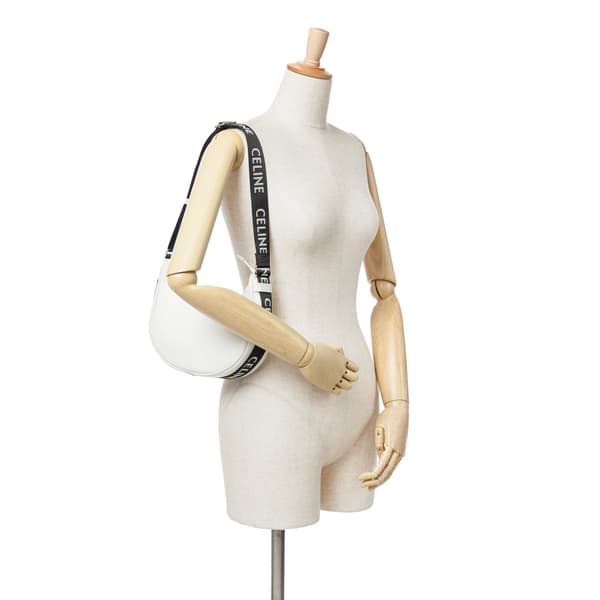 Pre-owned Celine Medium Smooth Calfskin Ava Shoulder Bag with Celine Strap White