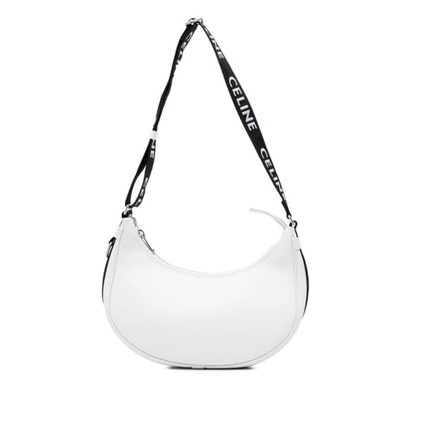 Pre-owned Celine Medium Smooth Calfskin Ava Shoulder Bag with Celine Strap White