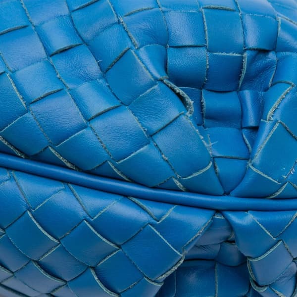 Pre-owned Bottega Veneta Nappa Intrecciato Shoulder Bag Blue