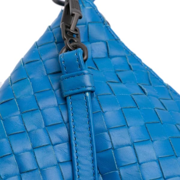 Pre-owned Bottega Veneta Nappa Intrecciato Shoulder Bag Blue