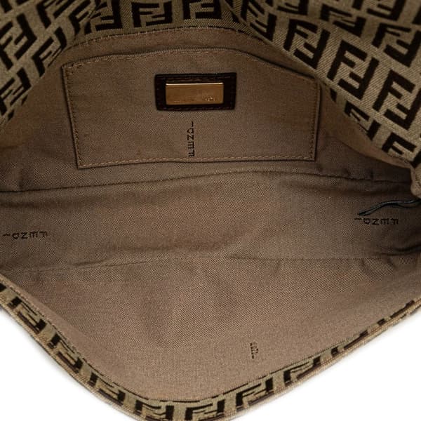 Pre-owned Fendi Zucchino Canvas Shoulder Bag Brown
