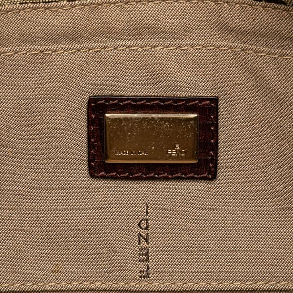 Pre-owned Fendi Zucchino Canvas Shoulder Bag Brown