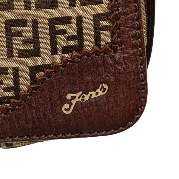 Pre-owned Fendi Zucchino Canvas Shoulder Bag Brown