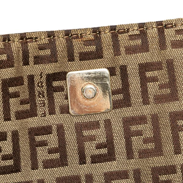 Pre-owned Fendi Zucchino Canvas Shoulder Bag Brown