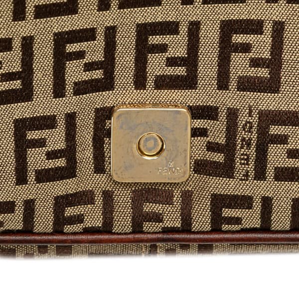 Pre-owned Fendi Zucchino Canvas Shoulder Bag Brown