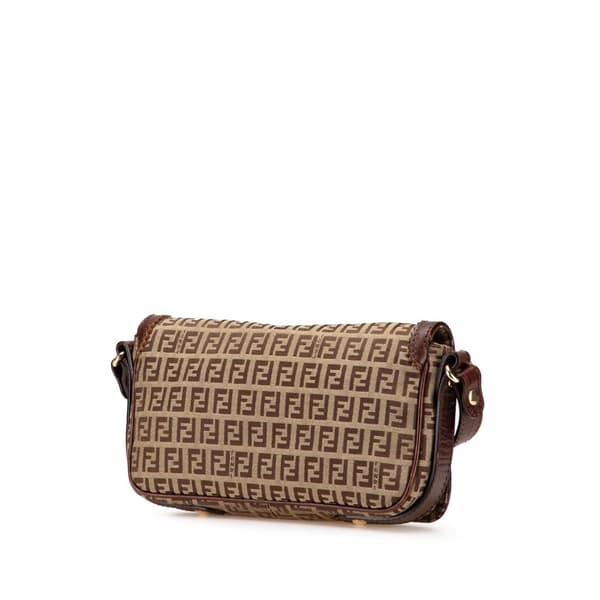 Pre-owned Fendi Zucchino Canvas Shoulder Bag Brown