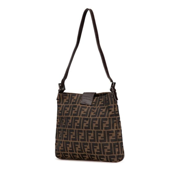 Pre-owned Fendi Zucca Canvas Shoulder Bag Brown