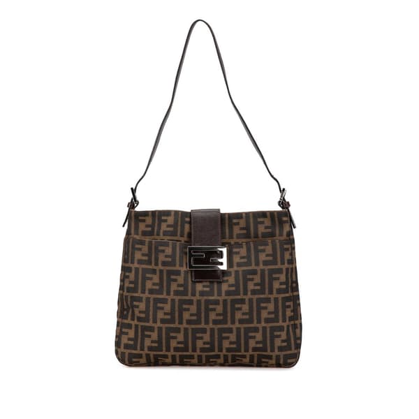 Pre-owned Fendi Zucca Canvas Shoulder Bag Brown