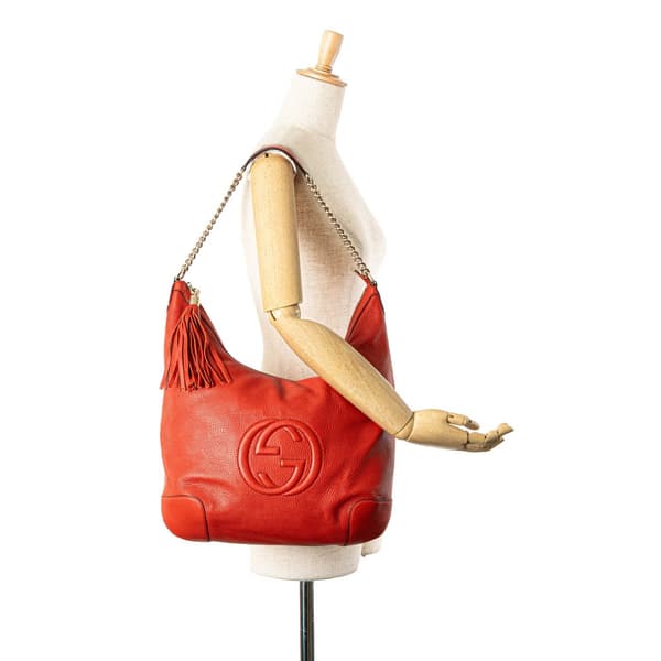 Pre-owned Gucci Medium Leather Soho Shoulder Bag Red