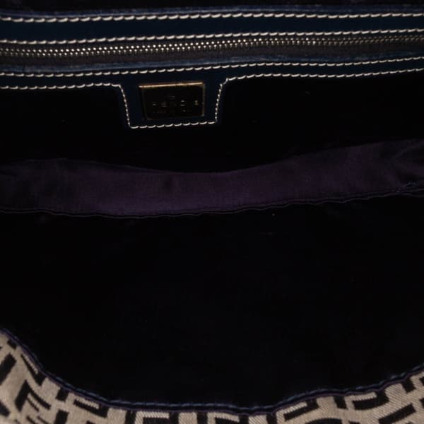 Pre-owned Fendi Zucchino Canvas Shoulder Bag Gray