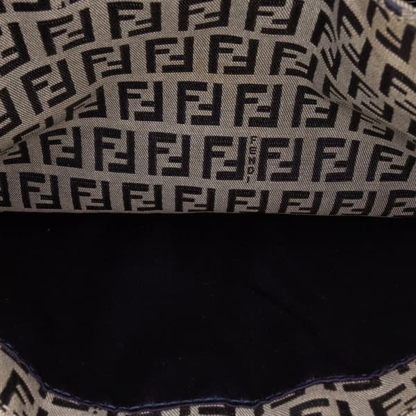 Pre-owned Fendi Zucchino Canvas Shoulder Bag Gray