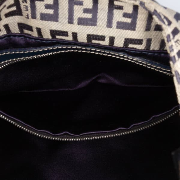 Pre-owned Fendi Zucchino Canvas Shoulder Bag Gray