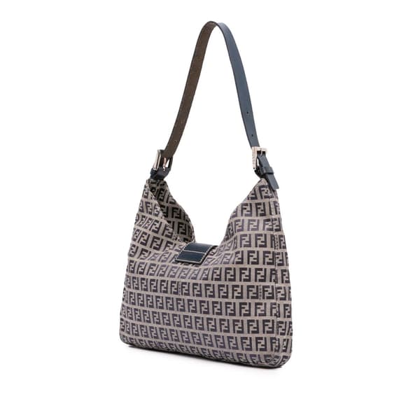 Pre-owned Fendi Zucchino Canvas Shoulder Bag Gray