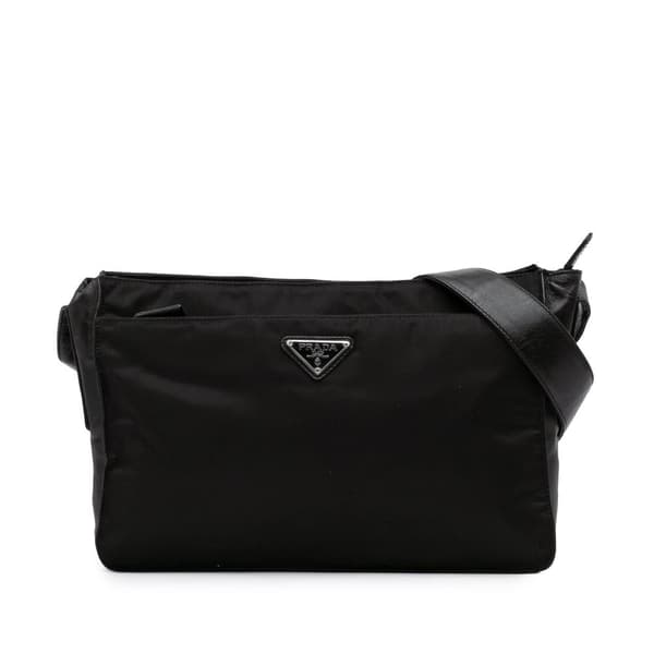 Pre-owned Prada Tessuto Zip Top Shoulder Bag Black