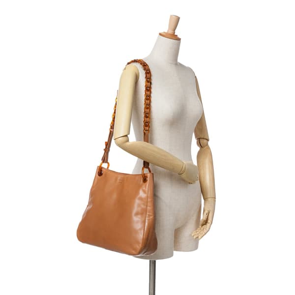 Pre-owned Prada Leather Shoulder Bag Brown