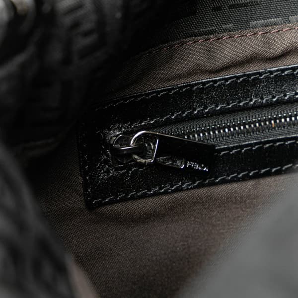 Pre-owned Fendi Zucchino Canvas Mamma Forever Black