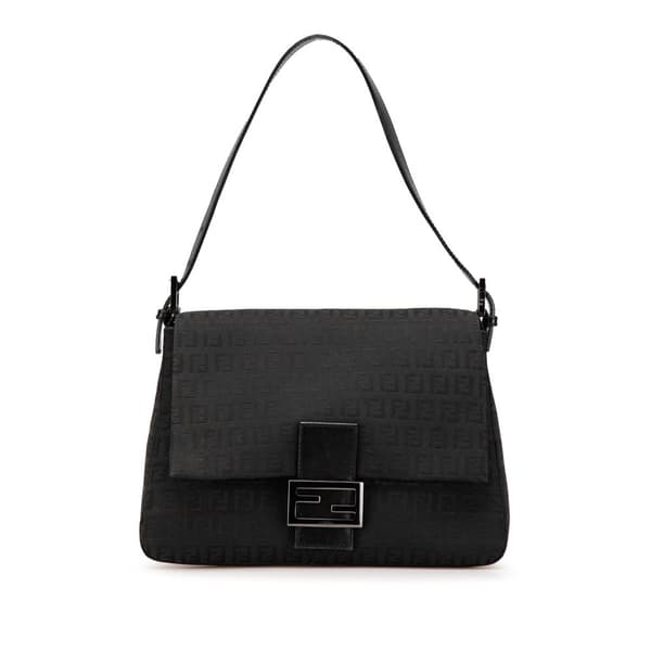 Pre-owned Fendi Zucchino Canvas Mamma Forever Black