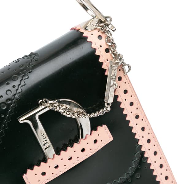 Pre-owned Dior Leather D'Trick Brogue Spectator Bag Black