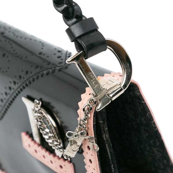 Pre-owned Dior Leather D'Trick Brogue Spectator Bag Black