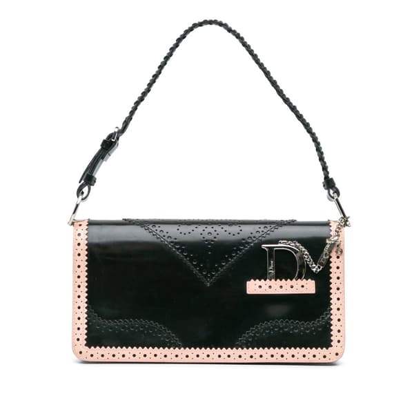 Pre-owned Dior Leather D'Trick Brogue Spectator Bag Black