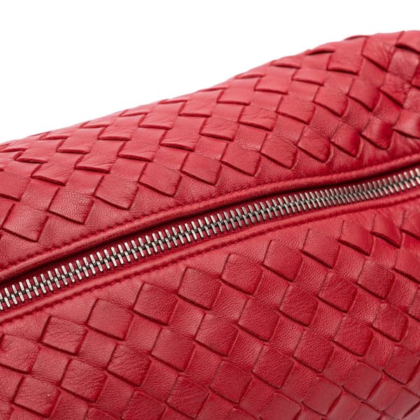 Pre-owned Bottega Veneta Nappa Intrecciato Shoulder Bag Red