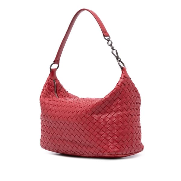 Pre-owned Bottega Veneta Nappa Intrecciato Shoulder Bag Red