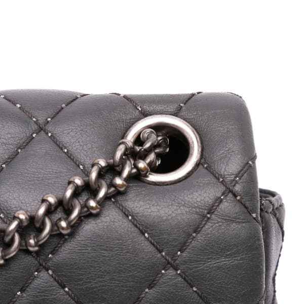 Pre-owned Chanel Quilted Lambskin Stitched Single Flap Gray